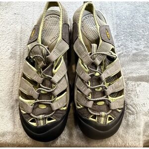 KEEN Waterproof Sport Hiking Sandals Gray Lime Green Women's Closed Toe Adjustab